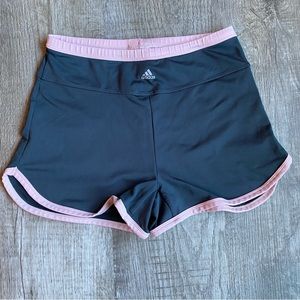 Adidas Charcoal Grey Workout Shorts With Pink Trim Size Large